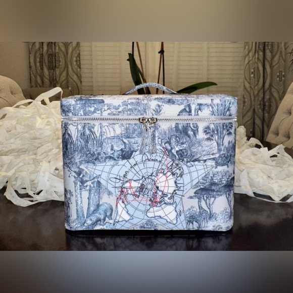 DIOR Vanity Case With Around The World Motif And Mirror - Picture 1 of 8